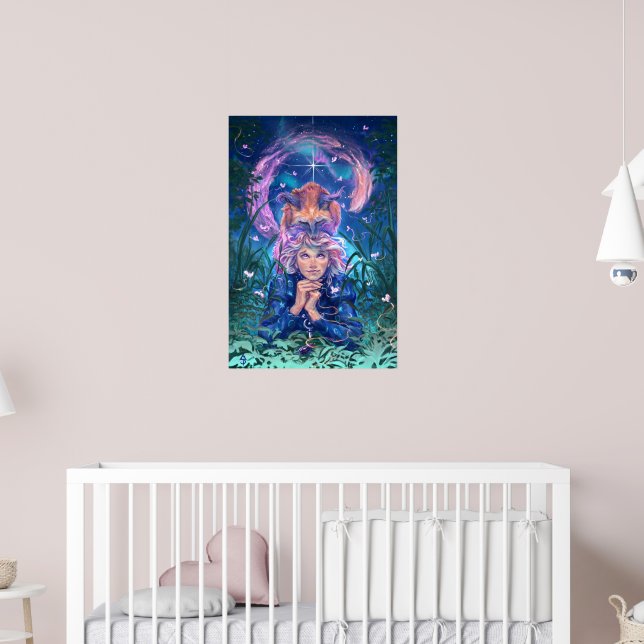 Make a wish with Magicfox- fantasy art Poster (Nursery 2)