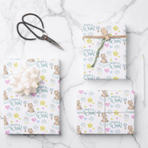 Make A Wish Wrapping Paper Flat Sheet Set of 3