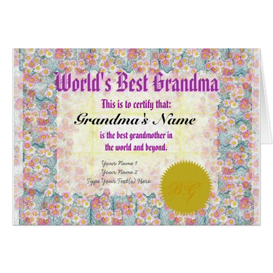 Make A World S Best Grandma Award Certificate Card