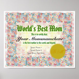 Make a World's Best Mum Certificate Print