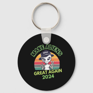 Make Aliens Great Again Funny Mega Trump Ufo 2024 Key Ring