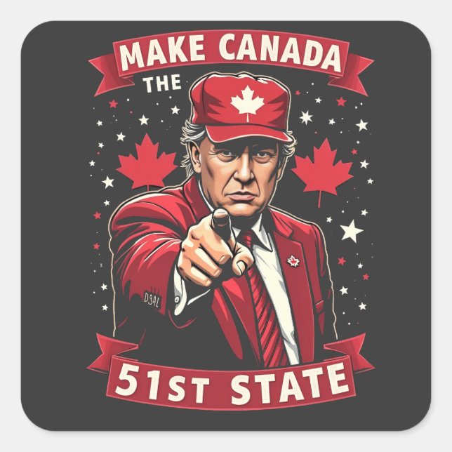Make America 51st State Canadian American  Square Sticker (Front)