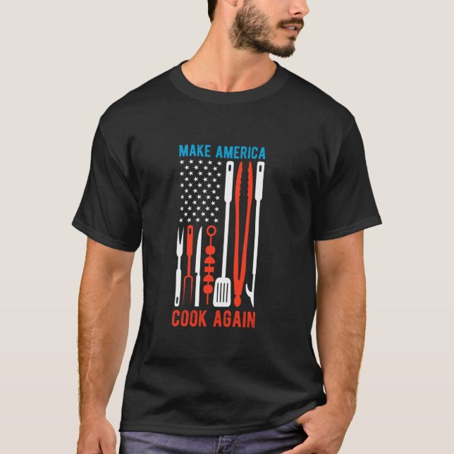 MAKE AMERICA COOK AGAIN American Cooking America L T-Shirt (Front)