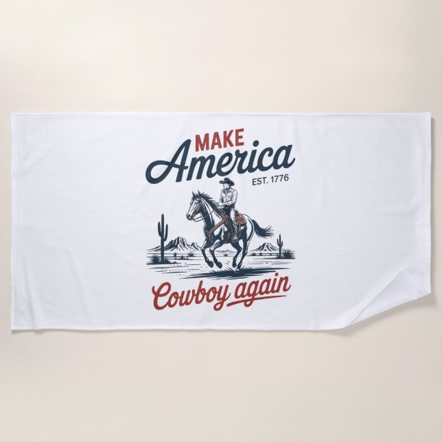 Make America Cowboy Again Horse Beach Towel (Front)