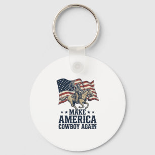 Make America Cowboy Again Patriotic Western Shirt_ Key Ring