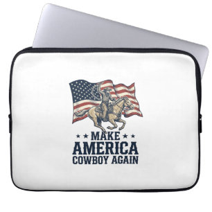 Make America Cowboy Again Patriotic Western Shirt_ Laptop Sleeve