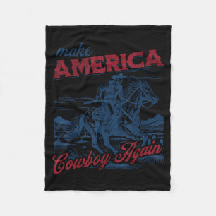 Make america cowboy western patriotic 4th of july fleece blanket
