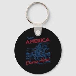 Make america cowboy western patriotic 4th of july key ring
