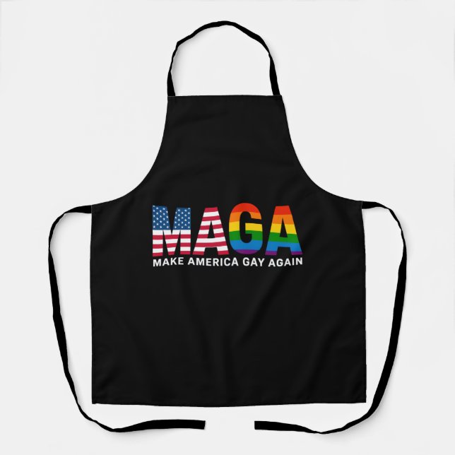 Make America Gay Again Gay Pride 2025 LGBTQ+  Apron (Front)