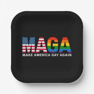 Make America Gay Again Gay Pride 2025 LGBTQ+ Paper Plate