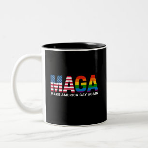 Make America Gay Again Gay Pride 2025 LGBTQ+  Two-Tone Coffee Mug
