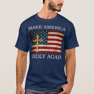 Make America Godly Again American Flag Cross T-Shirt