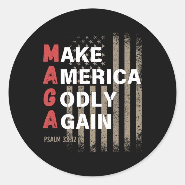 Make America Godly Again Psalm 33  Classic Round Sticker (Front)
