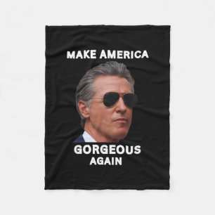 Make America Gorgeous Again Gavin Newsom Trolling Fleece Blanket