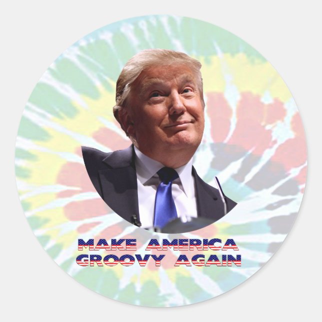 Make America Groovy Again Tie-Die Round Sticker (Front)