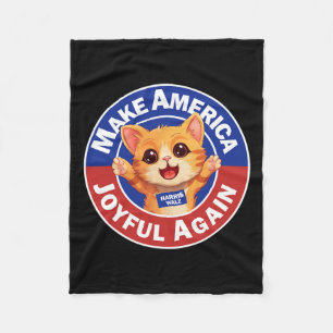 Make America Joyful Again Harris 2024 Cat Lady  Fleece Blanket