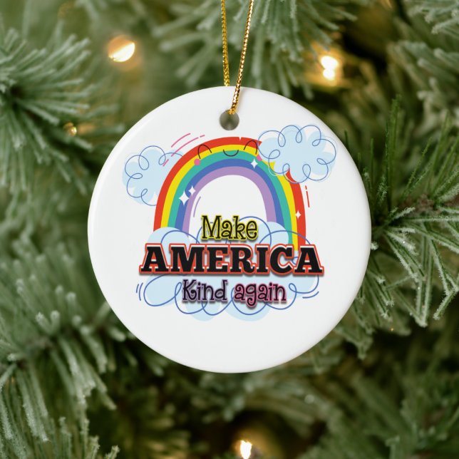 Make America Kind Again Ceramic Ornament (Tree)