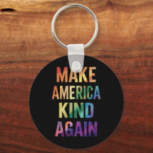 Make America Kind Again Rainbow LGBTQ Gay  Key Ring