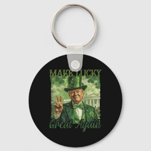 Make America Lucky Again Trump Beer Shamrock St Pa Key Ring