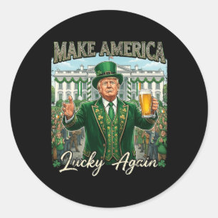 Make America Lucky Again Trump St Patricks Day Iri Classic Round Sticker