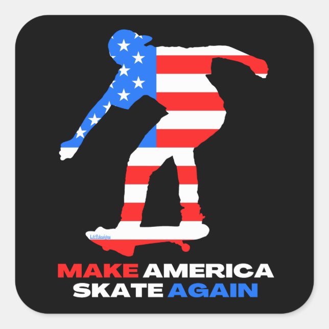 MAKE AMERICA SKATE AGAIN 50-50grind edition        Square Sticker (Front)