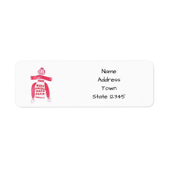 Make America Warm Again Christmas sweater Return Address Label (Front)
