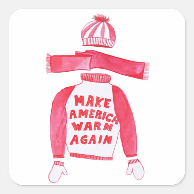 Make America Warm Again Christmas sweater Square Sticker (Front)