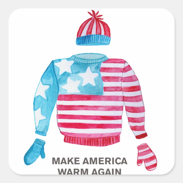 Make America Warm Again Christmas sweater Square Sticker (Front)