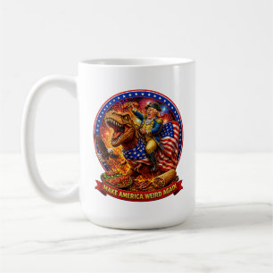 Make America Weird Again Funny Patriotic T-Rex Coffee Mug