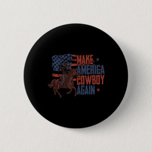 Make America Western Cowboy Again Retro 4th Of Jul 6 Cm Round Badge