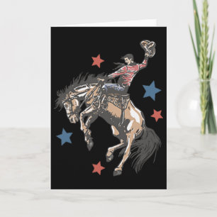 Make America Western Cowboy Again Retro 4th Of Jul Card