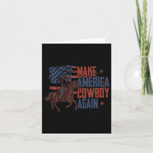 Make America Western Cowboy Again Retro 4th Of Jul Card