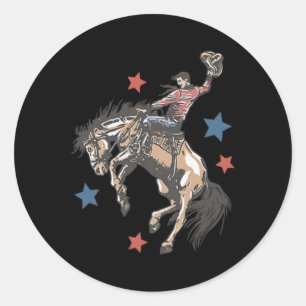 Make America Western Cowboy Again Retro 4th Of Jul Classic Round Sticker
