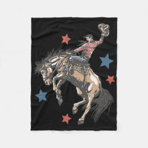 Make America Western Cowboy Again Retro 4th Of Jul Fleece Blanket