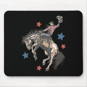 Make America Western Cowboy Again Retro 4th Of Jul Mouse Pad