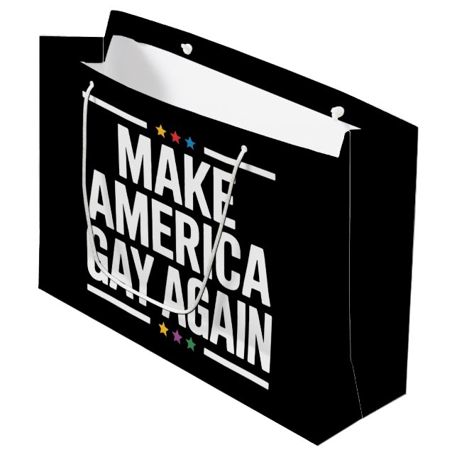 Make American Gay Again Funny Gay Pride Month Large Gift Bag (Front Angled)