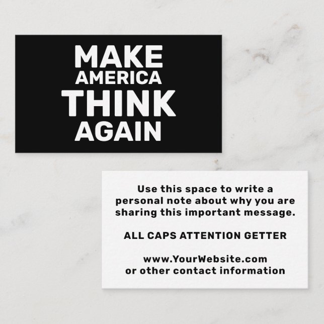 Make American Think Again Hands Off Movement Gear Business Card (Front/Back)