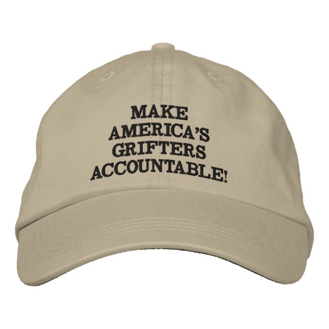 Make America's Grifters Accountable Khaki/Black Embroidered Hat (Front)