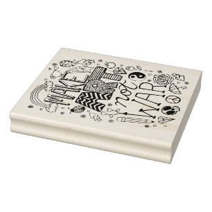 Make Art Not War Drawing Illustration Rubber Stamp