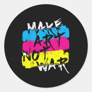 Make Art Not War Graffiti Spray Street Art Drawing Classic Round Sticker