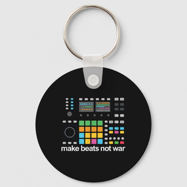 Make Beats Not War Drum Machine Ravers Festival  Key Ring (Front)