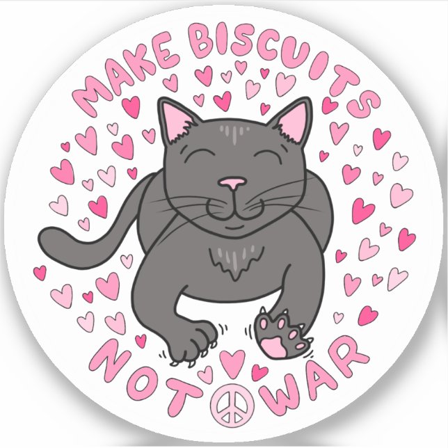 Make Biscuits, Not War Kitty Vinyl Sticker (Front)
