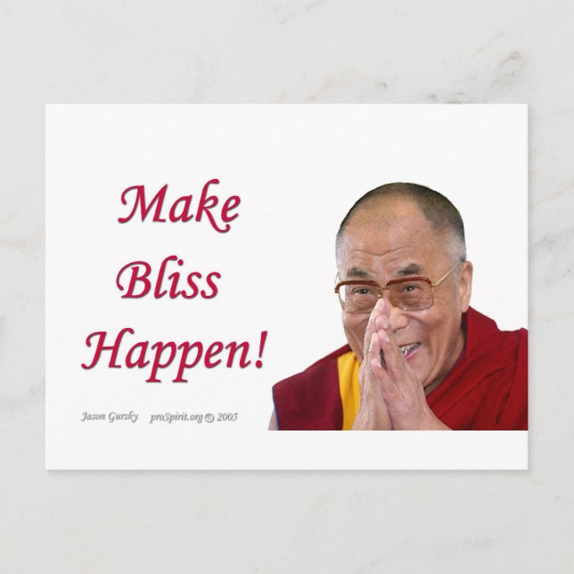 Make Bliss Happen! - Dalai Lama Postcard (Front)