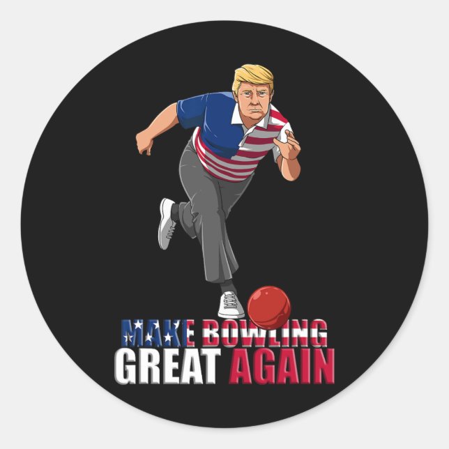 Make Bowling Great Again - Funny Trump Bowling Gif Classic Round Sticker (Front)