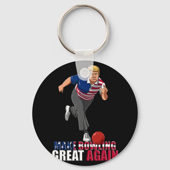 Make Bowling Great Again - Funny Trump Bowling Gif Key Ring (Front)