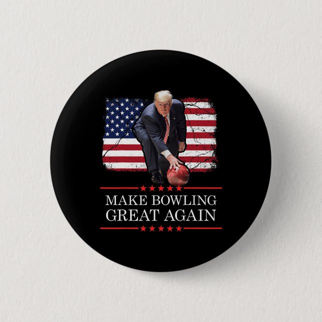Make Bowling Great Again - Funny Trump Bowling Pla 6 Cm Round Badge (Front)