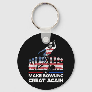 Make Bowling Great Again Funny Trump Us Flag Key Ring