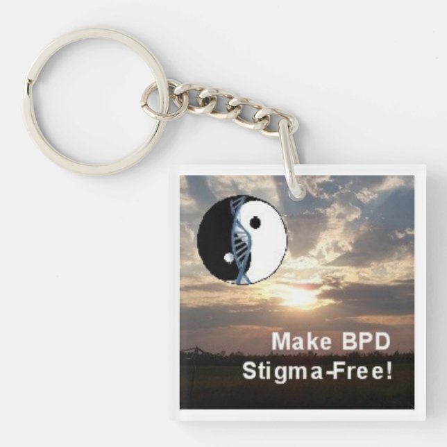 "Make BPD Stigma-Free!" Square Scenery Keychain (Front)