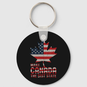 Make Canada The 51st Us State American Flag Leaf A Key Ring