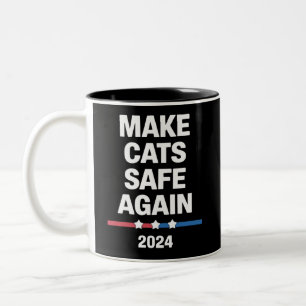 Make Cats Safe Again Funny 2024 Presidential  Two-Tone Coffee Mug